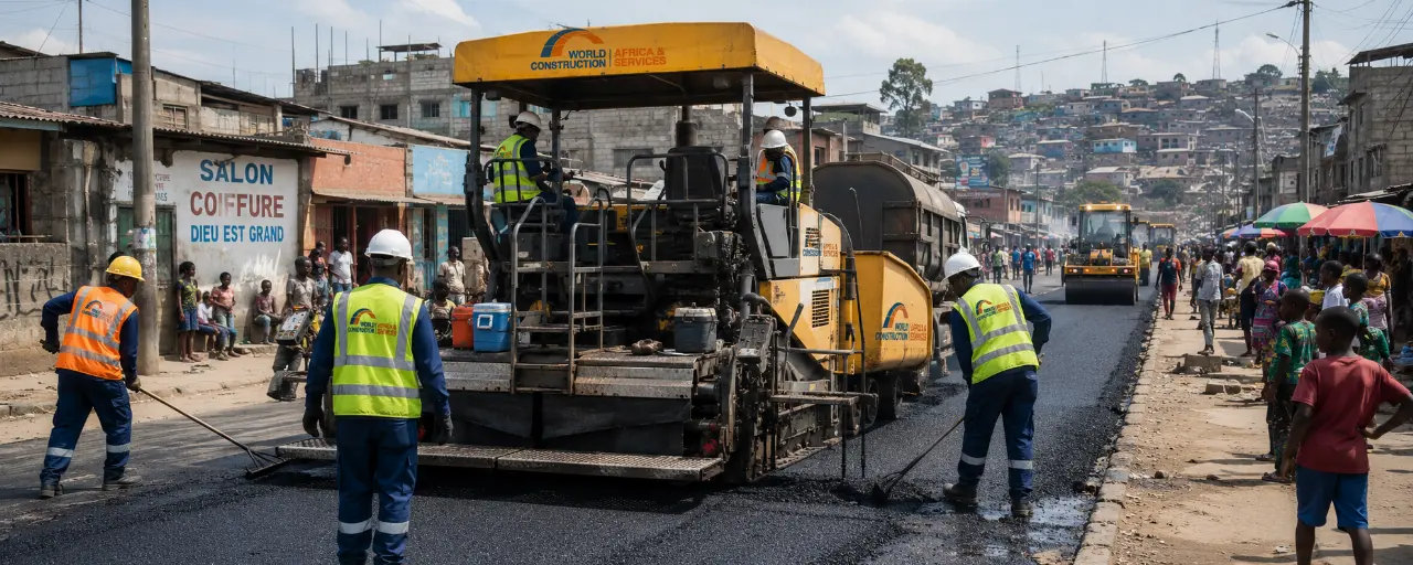 Chantier d'asphaltage WCAS en République Démocratique du Congo